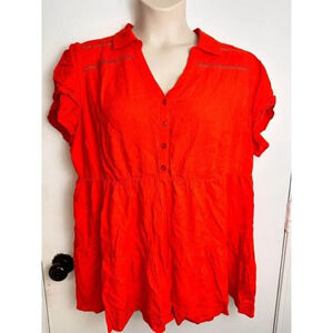 Torrid Red Blouse babydoll style size 1x #0737